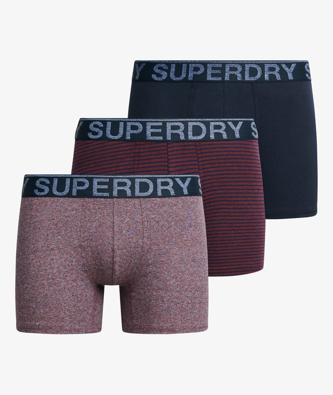 Superdry Trunk Triple Pack, Boxer a Pantaloncino Uomo, Karst Mega Black/Black/Bright Orange Marl