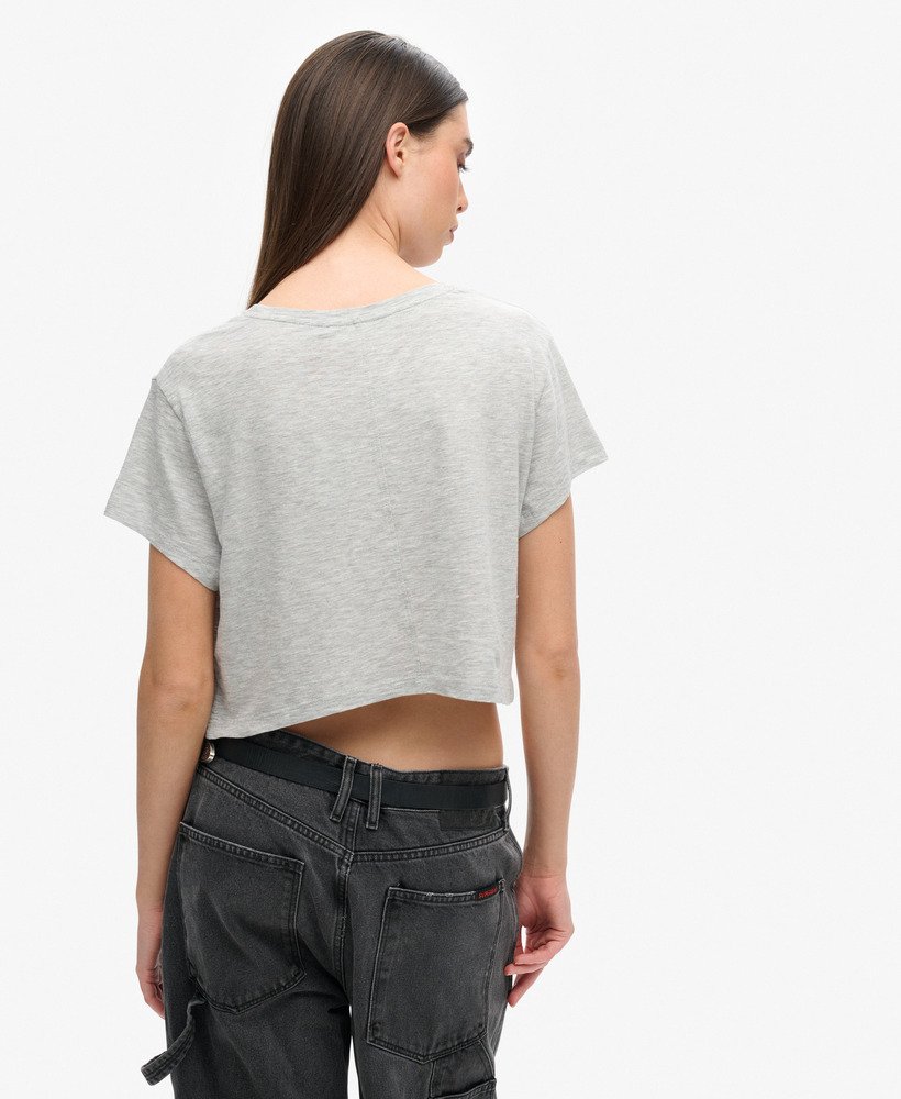 womens Slouchy Cropped T-Shirt in PEPPER GREY MARL | Superdry US