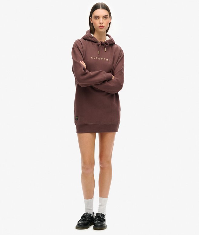 Luxe Metallic Logo Hoodie Dress