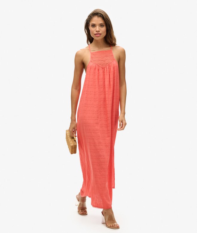 Lace Halter Maxi Beach Dress
