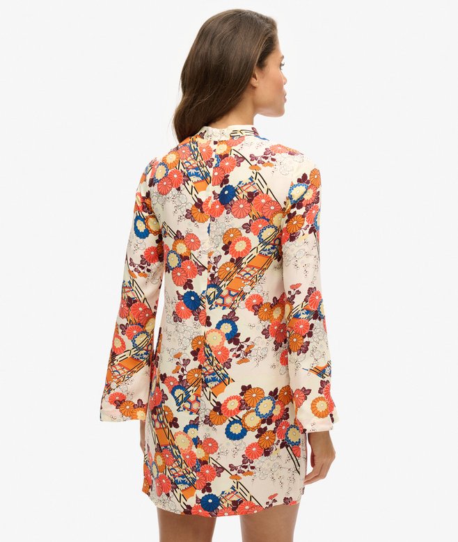 Printed Long Sleeve Mini Dress