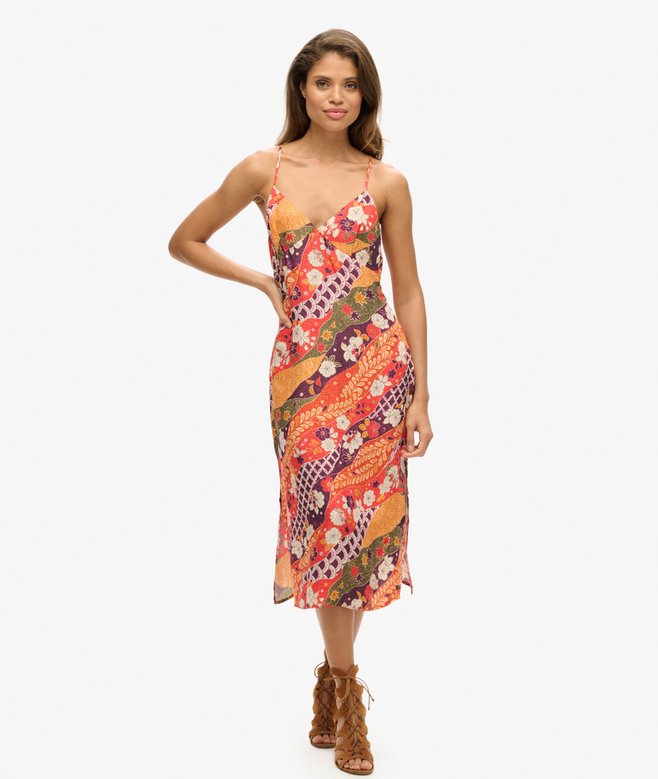Printed Midi Slip Cami Dress