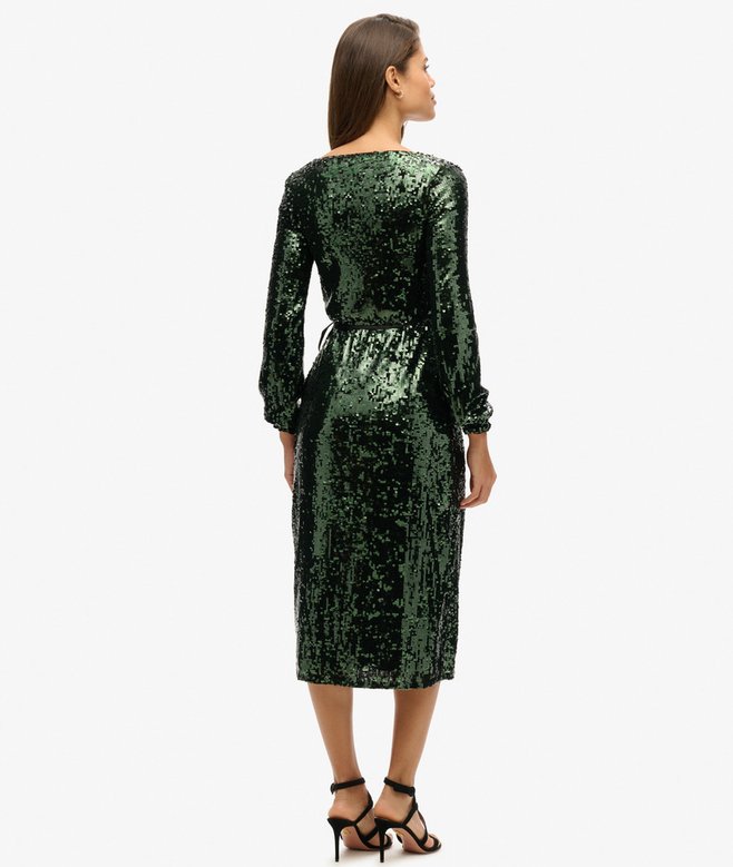 Sequin Wrap Maxi Dress