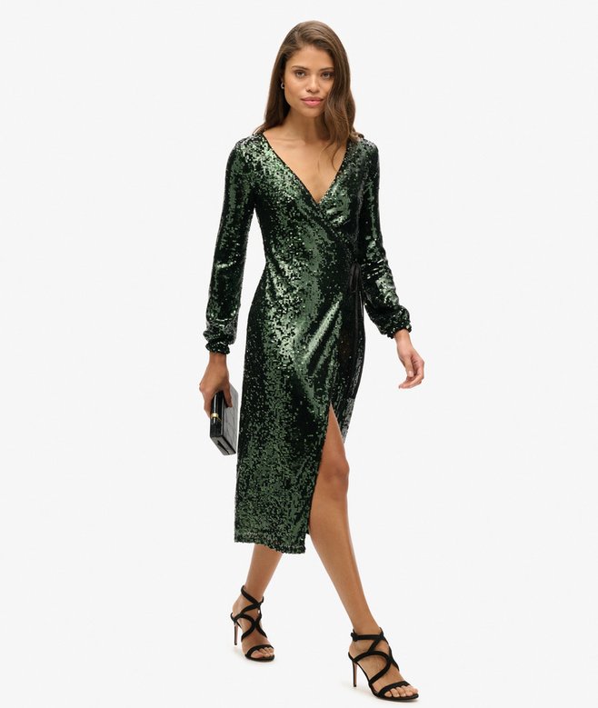 Sequin Wrap Maxi Dress