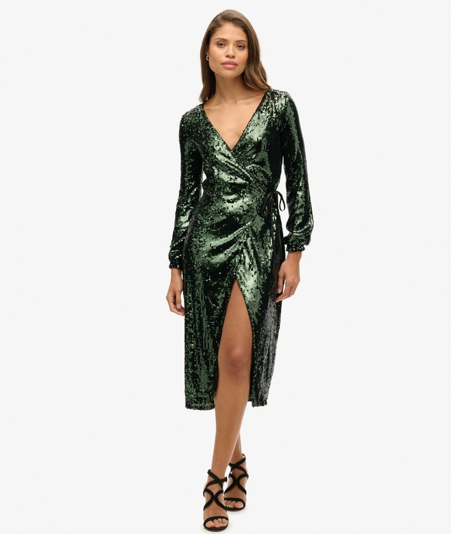 Sequin Wrap Maxi Dress
