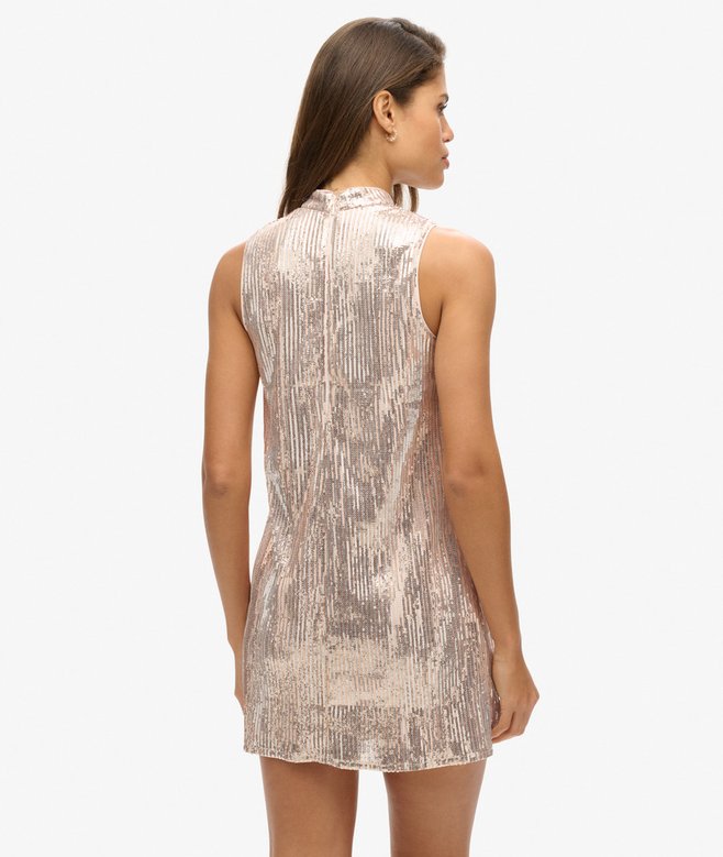 Sleeveless Sequin A Line Mini Dress