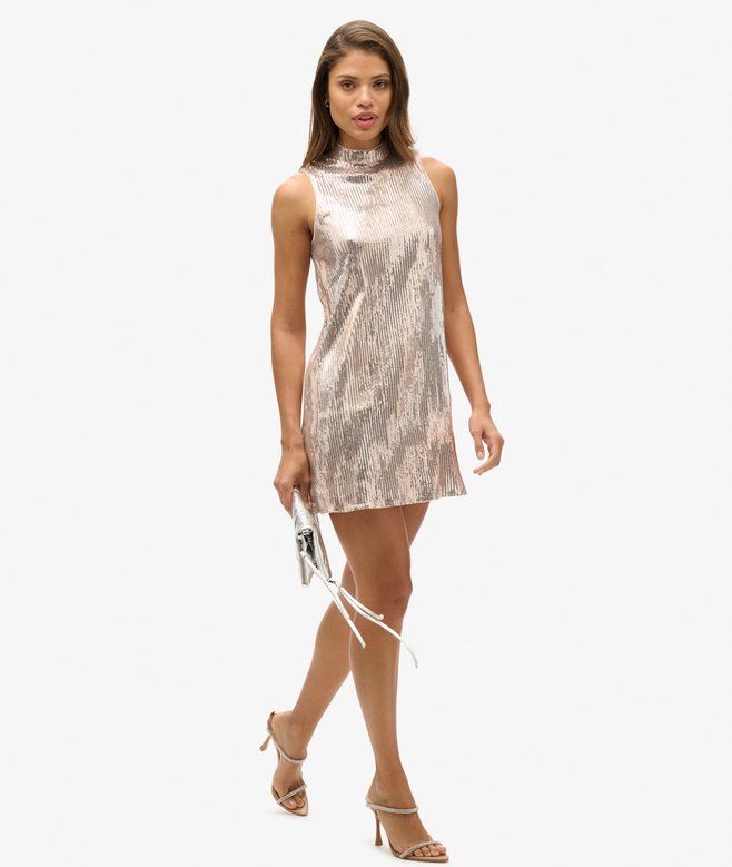 Sleeveless Sequin A Line Mini Dress