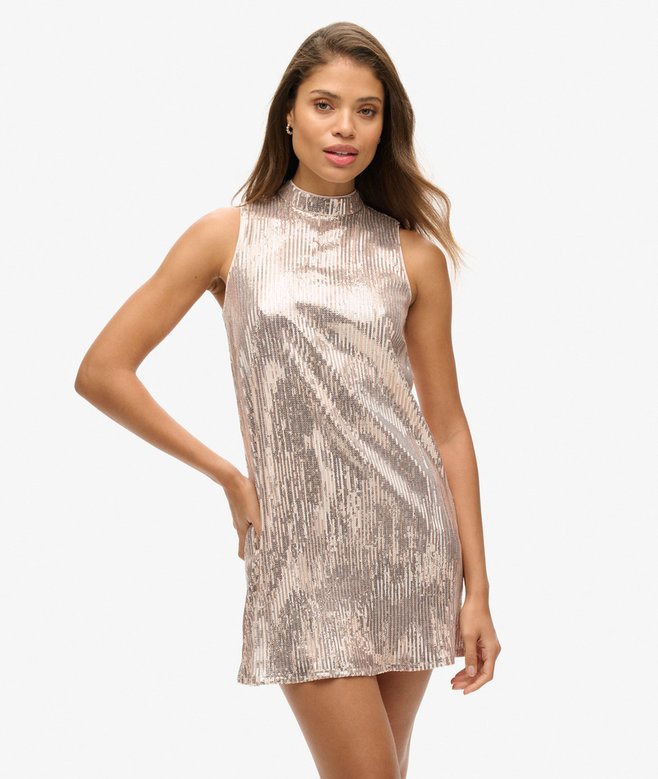 Sleeveless Sequin A Line Mini Dress