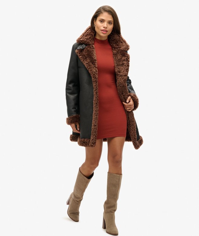 High Neck Long Sleeve Jersey Mini Dress