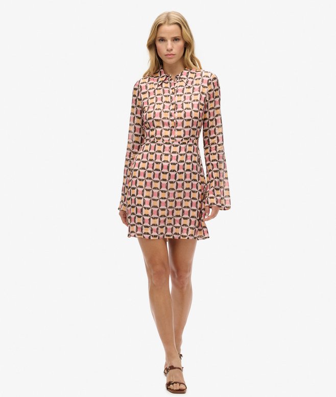 Printed Mini Shirt Dress