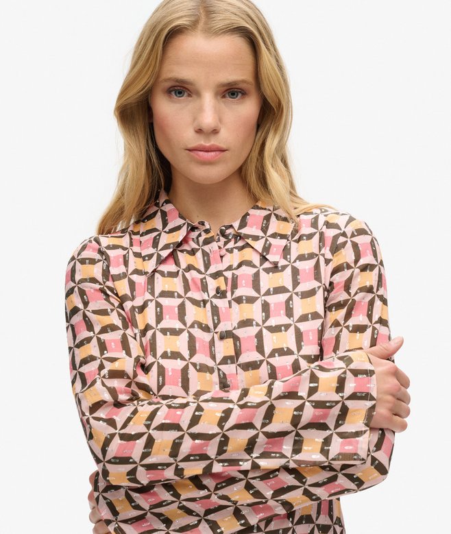 Printed Mini Shirt Dress