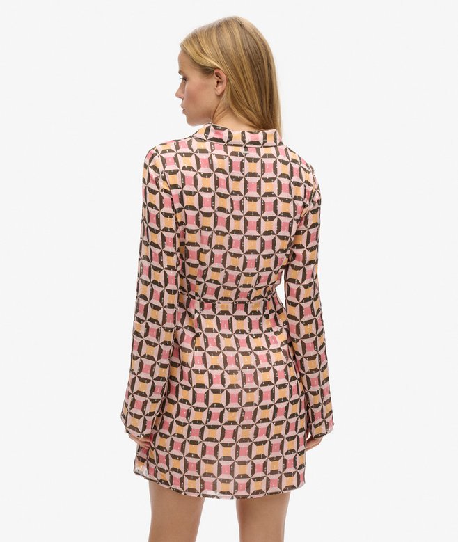 Printed Mini Shirt Dress