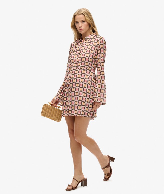 Printed Mini Shirt Dress