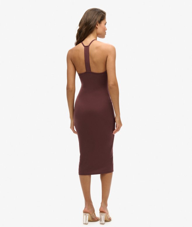 Halter Neck Strappy Back Midi Dress