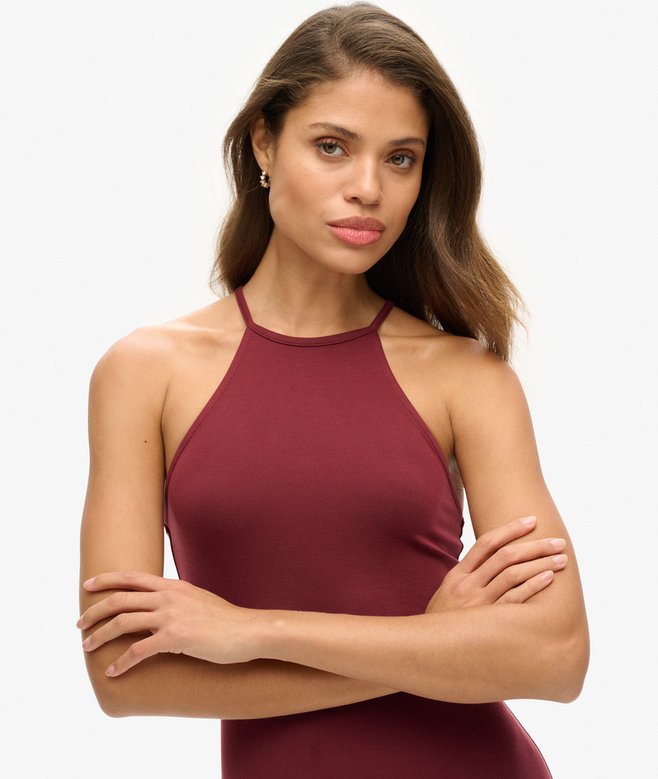 Strappy Back Racer Neck Mini Dress
