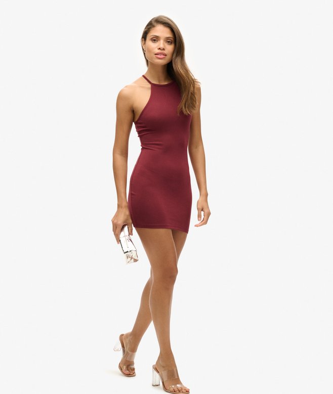 Strappy Back Racer Neck Mini Dress