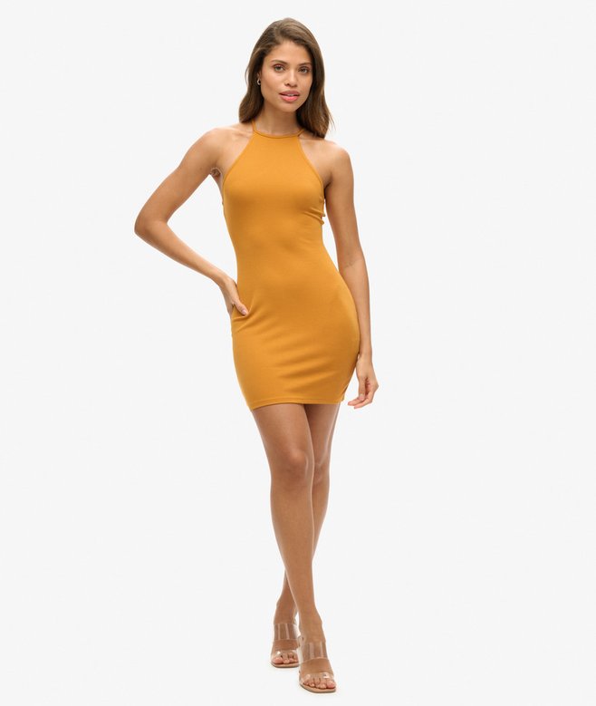 Strappy Back Racer Neck Mini Dress