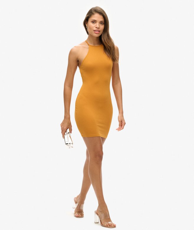 Strappy Back Racer Neck Mini Dress
