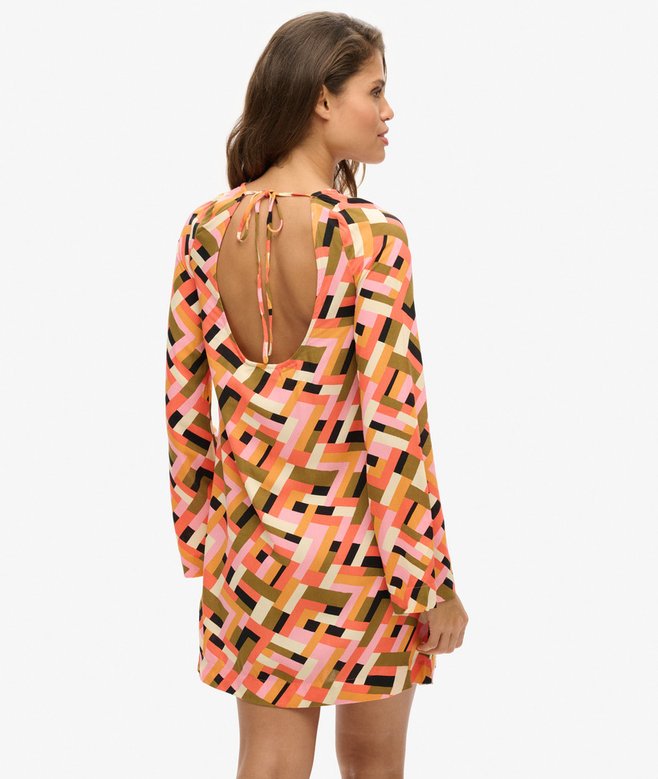 Printed Open Back Mini Dress