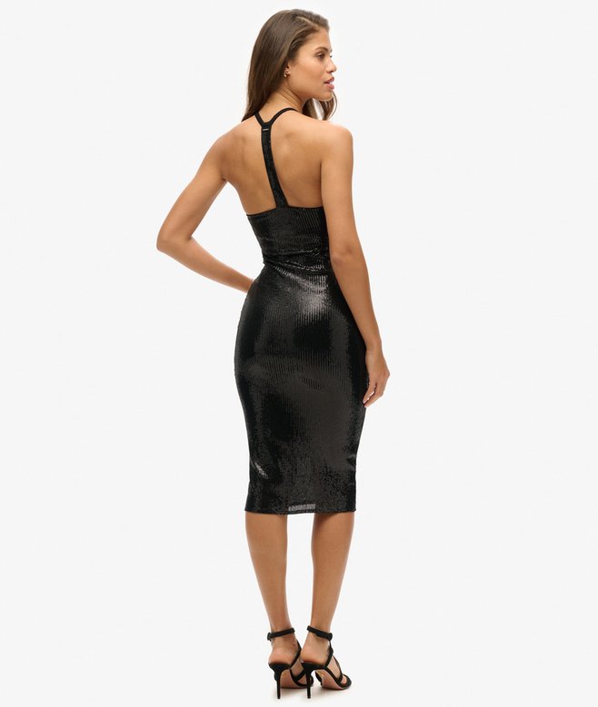Sequin Halter Neck Midi Dress