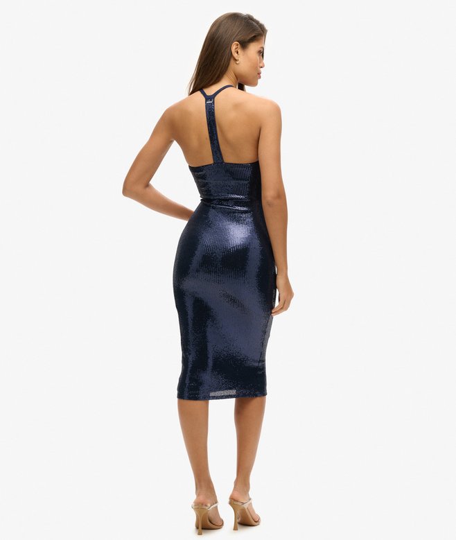 Sequin Halter Neck Midi Dress