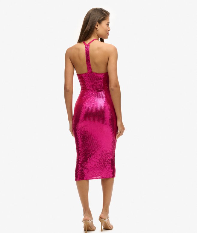 Sequin Halter Neck Midi Dress