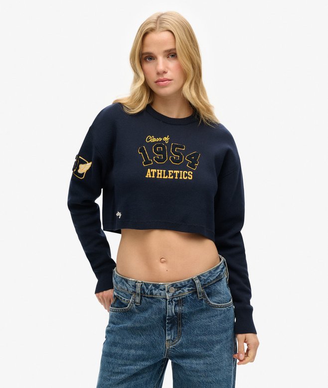Varsity Cropped Crew Jumper