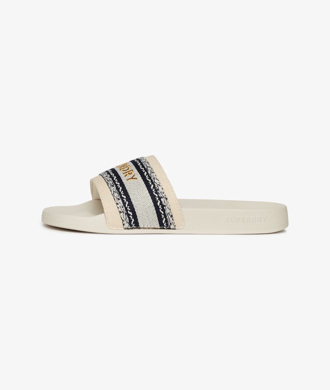 womens Vegan Webbing Pool Sliders in NATURAL Superdry UK