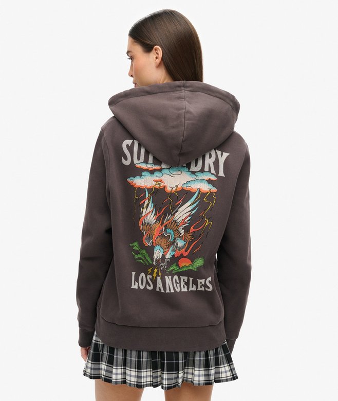 Tattoo Rhinestone Zip Hoodie