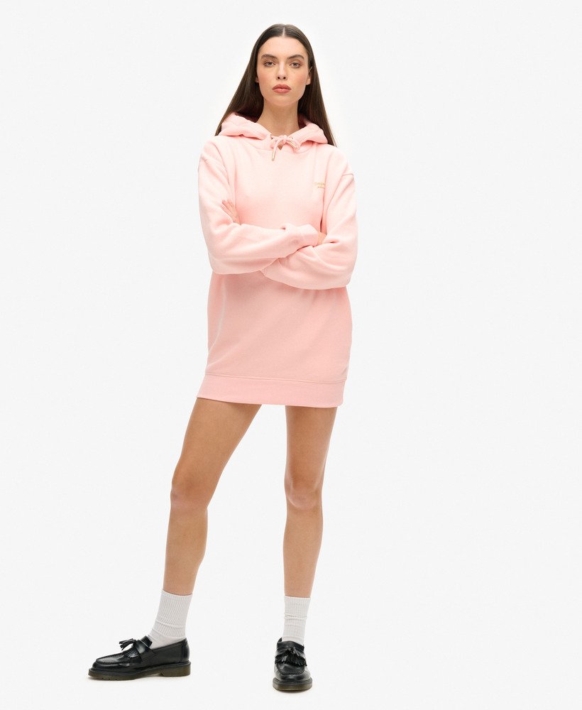 womens Essential Hoodie Dress in Strawberry Cream Pink | Superdry