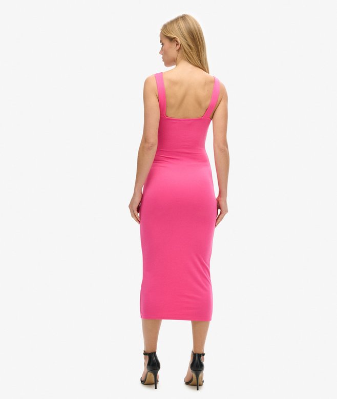 Square Neck Jersey Midi Dress