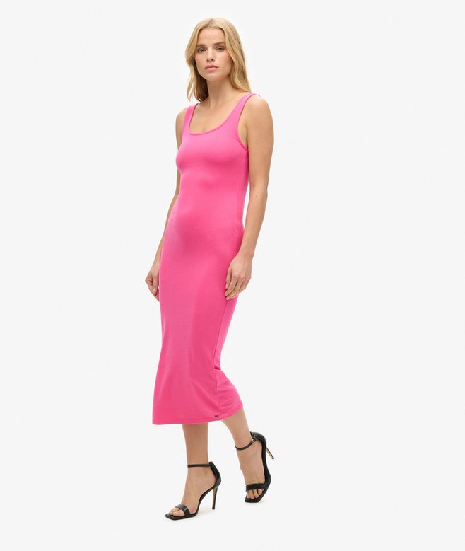 Square Neck Jersey Midi Dress