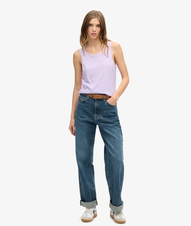 Latte Faux Suede Fringe Scoop Neck Tank Top main image 1