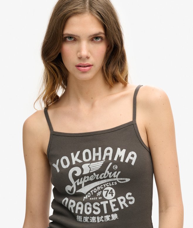 Retro Rocker Graphic Rib Cami Top