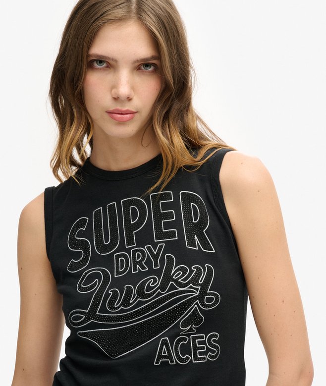 Retro Embellished Slim Vest Top