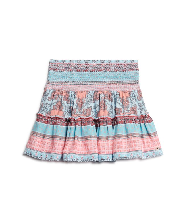 Printed Shirred Mini Skirt
