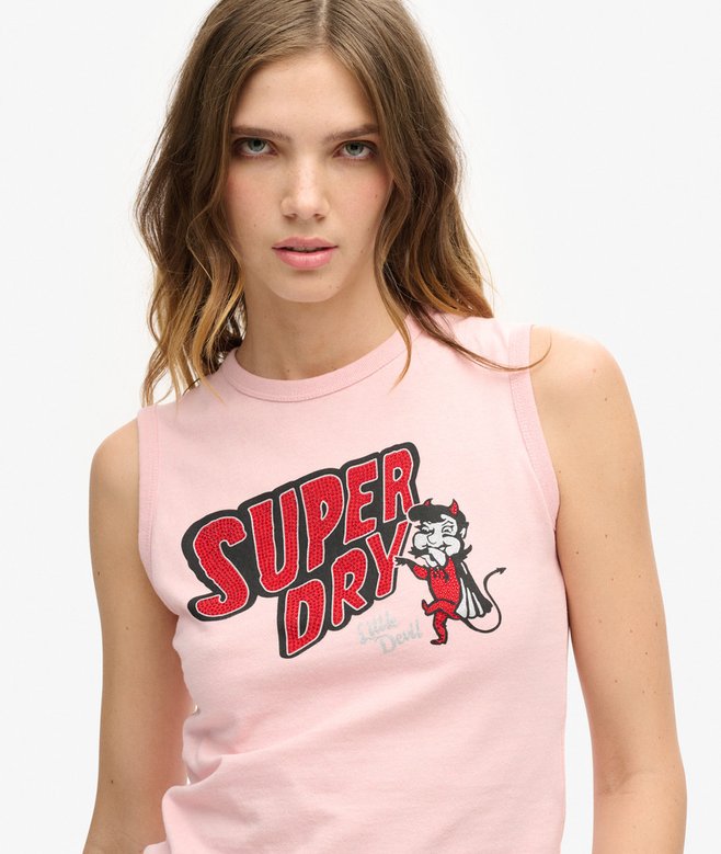 Retro Embellished Slim Vest Top