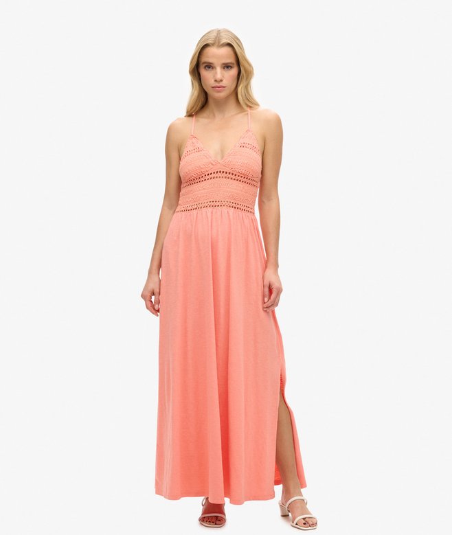 superdry Vestido largo de encaje de punto