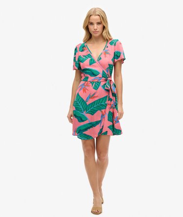 Paradise Print Wrap Mini Dress Paradise Print Wrap Mini Dress