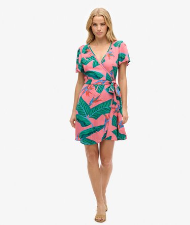 Printed Mini Wrap Dress Image 2