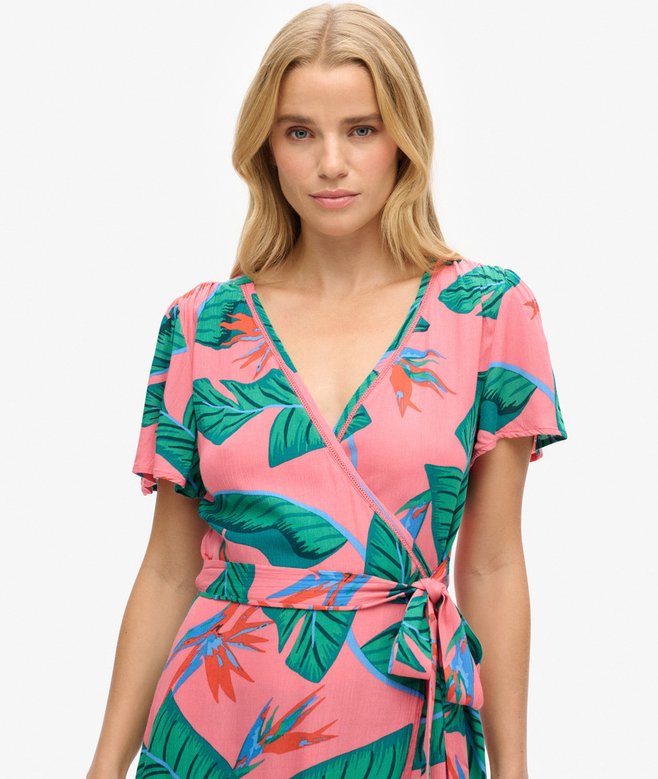 Printed Mini Wrap Dress