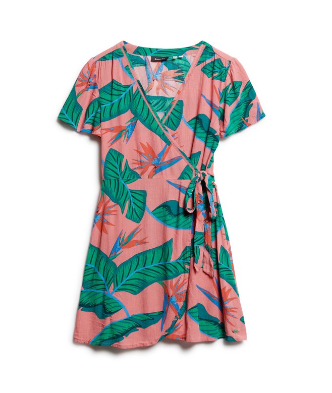 Printed Mini Wrap Dress