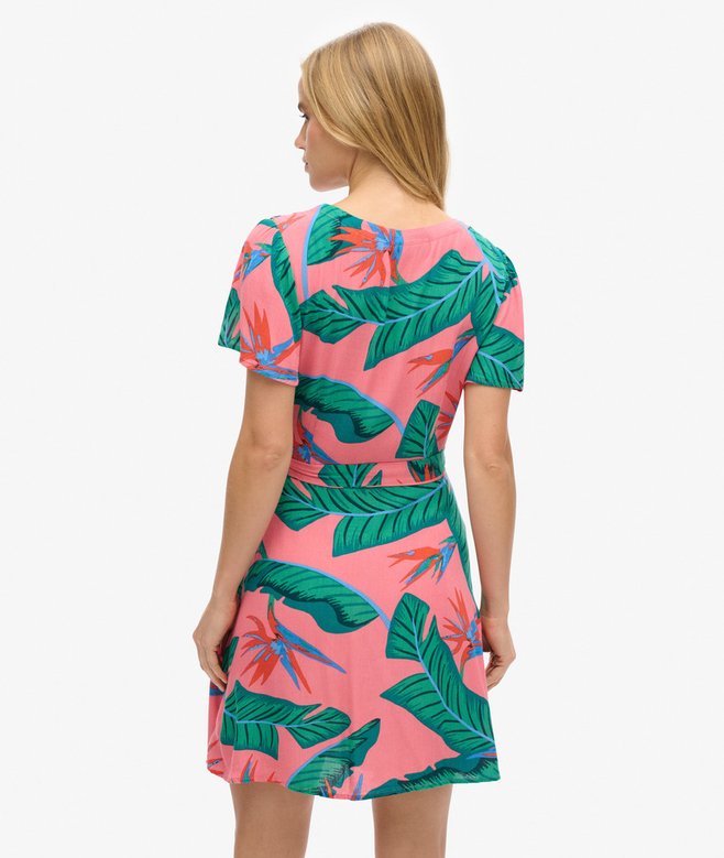 Printed Mini Wrap Dress