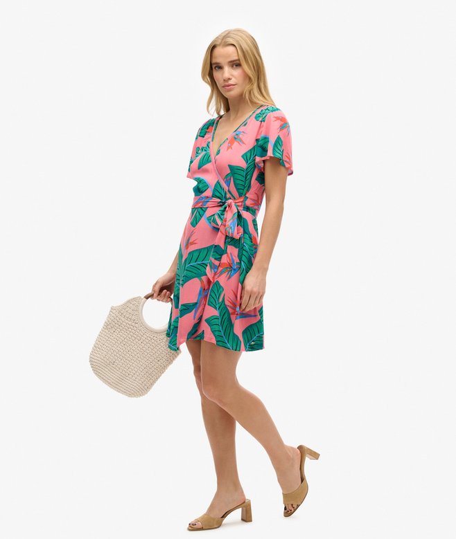 Printed Mini Wrap Dress