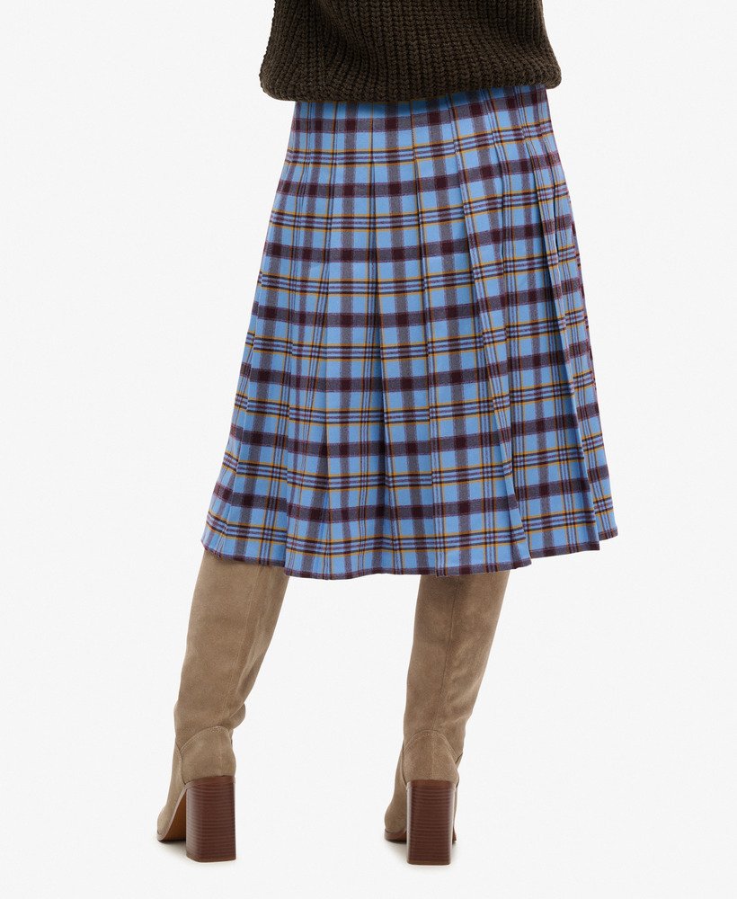 VIAVANDA◇CHECK PLEATED WRAP SKIRT/スカート/FREE/ポリエステル/BLK