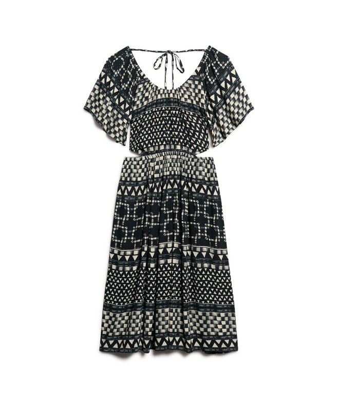 Printed Cut Out Midi Dress