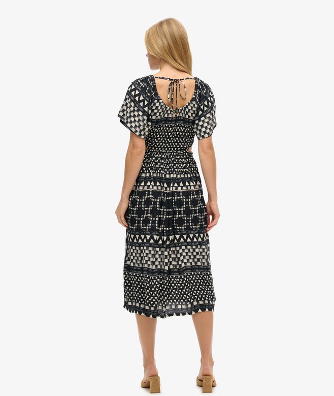Printed Cut Out Midi Dress