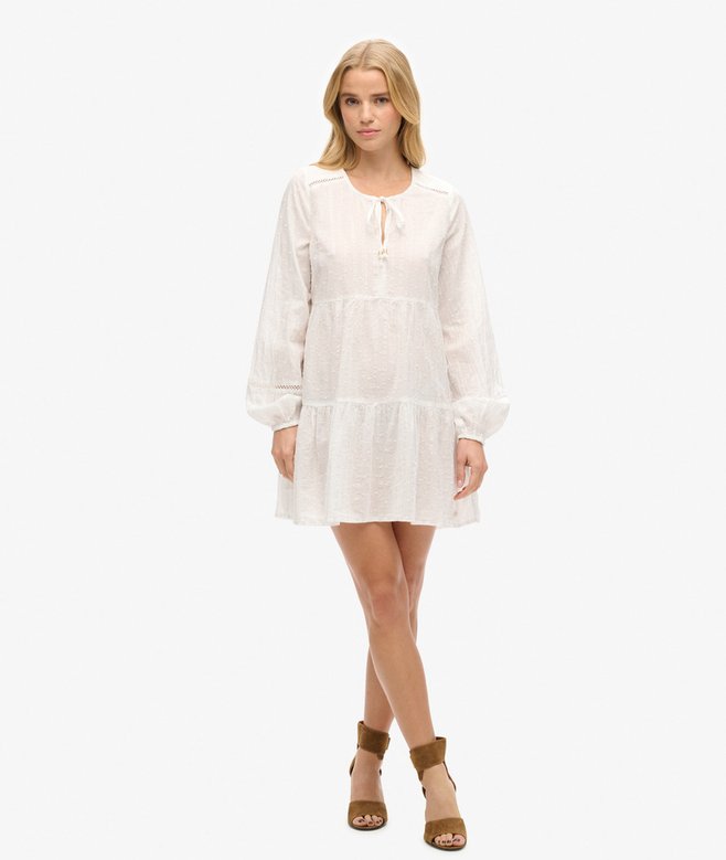 Ibiza Long Sleeve Tiered Sparkle Mini Dress