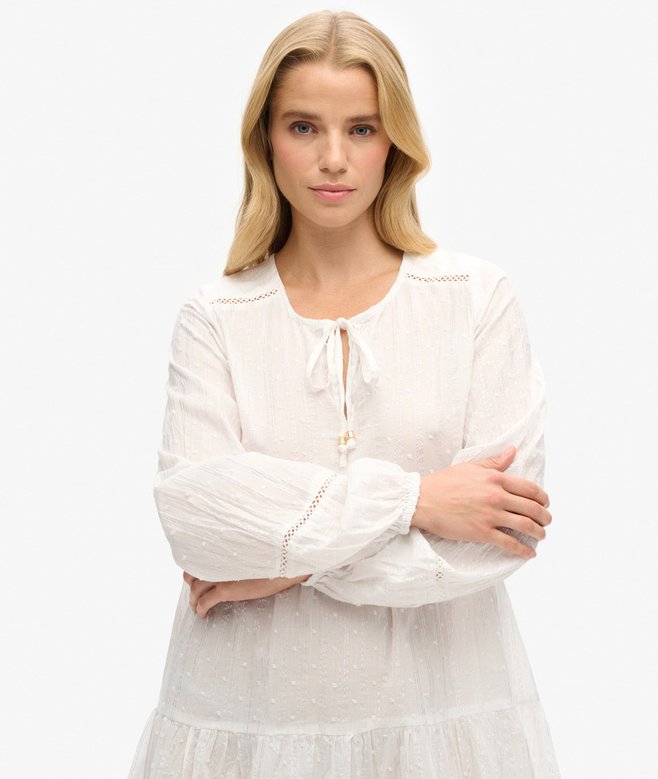Ibiza Long Sleeve Tiered Sparkle Mini Dress