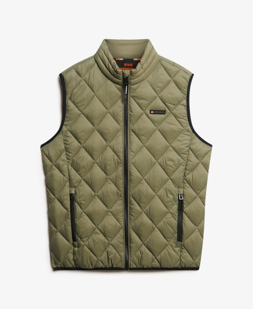 mens Diamond Quilt Fuji Lite Gilet in Dusty Olive Green | Superdry